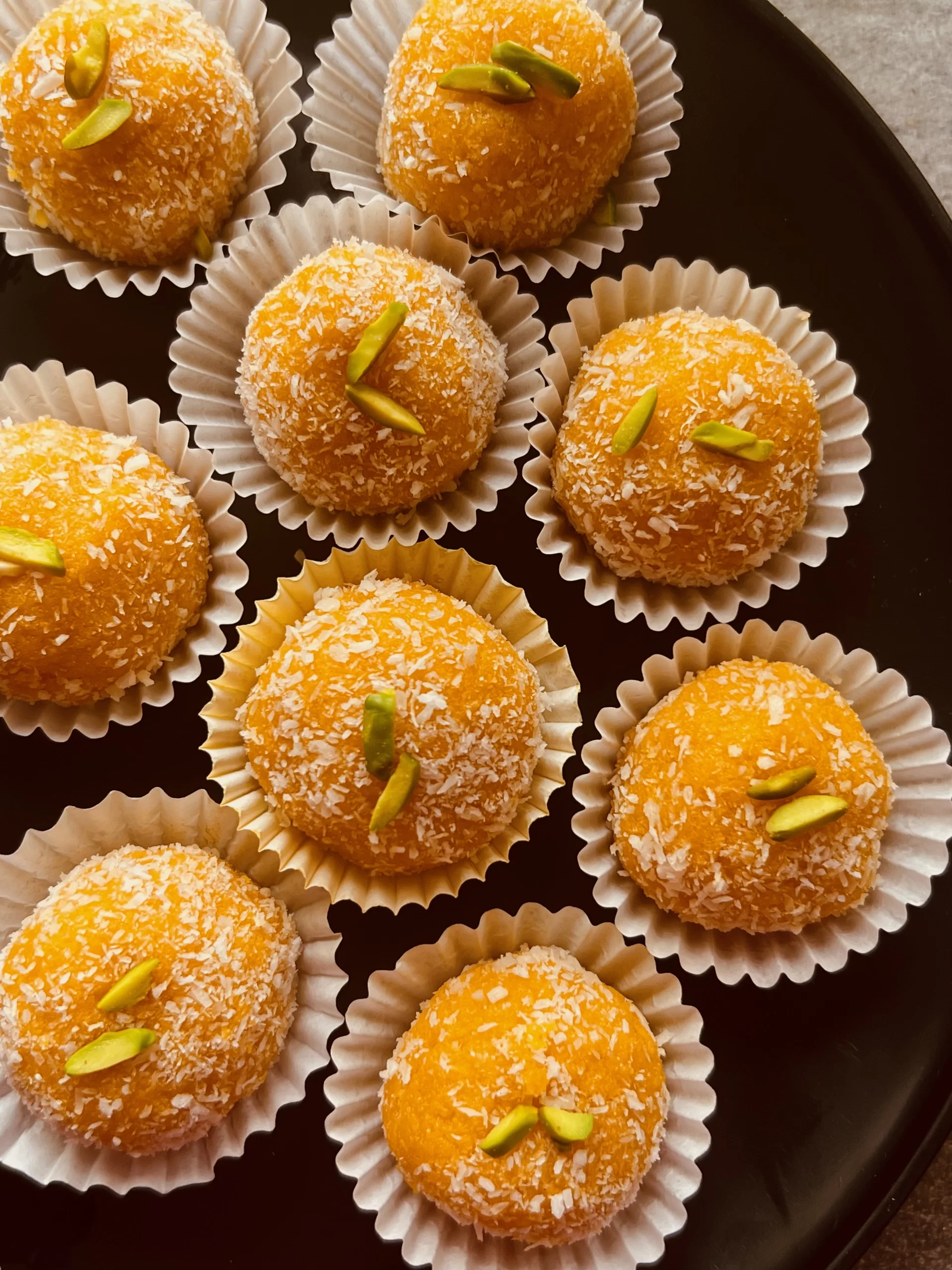 Coconut ladoo with a mango twist: 3 ingredient recipe | In-Fused Living: The fusion veggie food blog